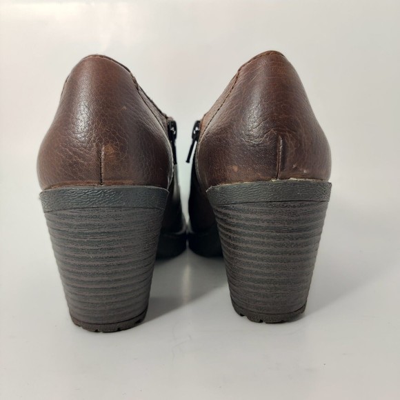 Born Concept BOC Brown Leather Booties Shoes Slip On High Heel Womens 8.5 M/W - Picture 8 of 10